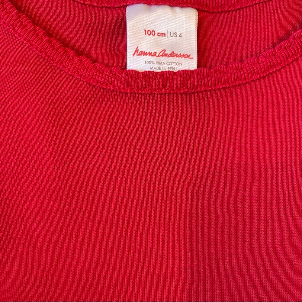 Hanna Andersson Red Long Sleeve Tee 100% Pima Cotton, sz 4(100). - Picture 3 of 4